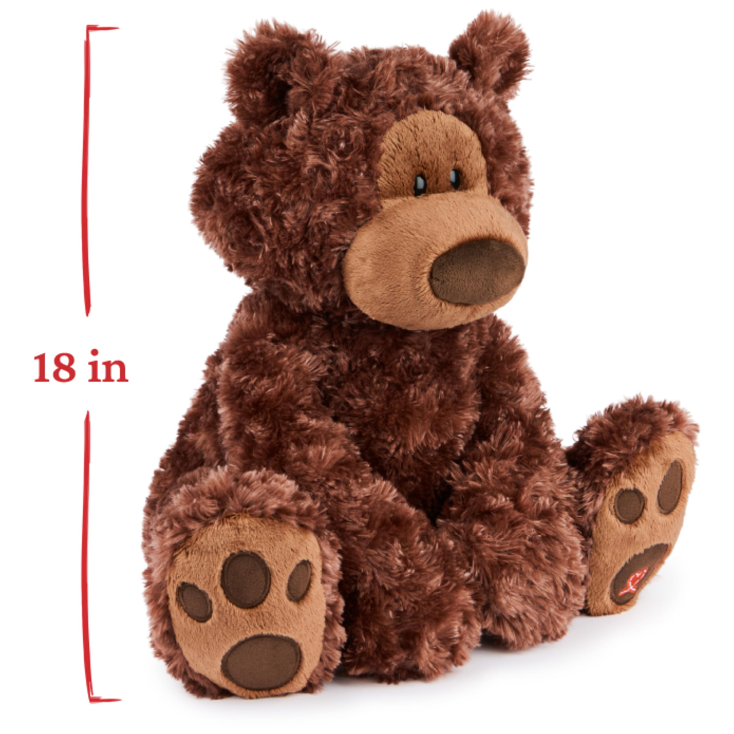 Philbin's left paw red heart stitch detail symbolizing lasting friendship.