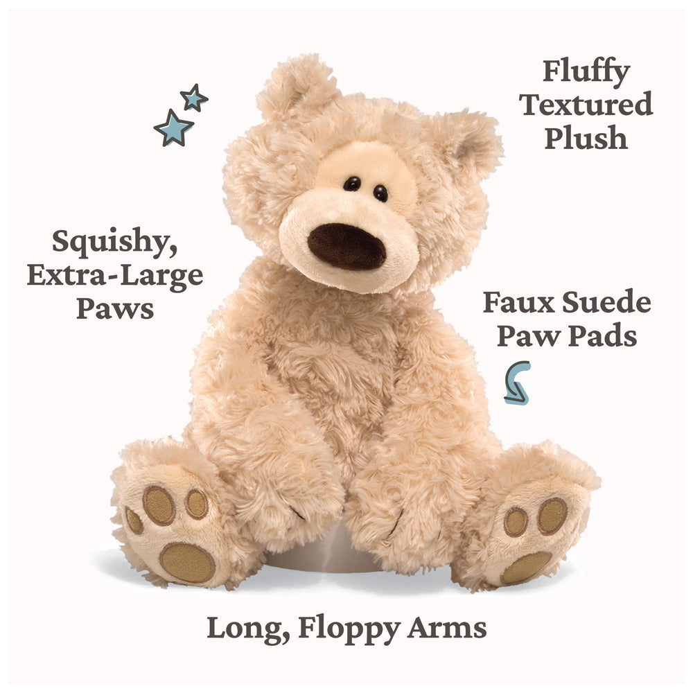 GUND Philbin teddy bear curious face invites imagination during story time.