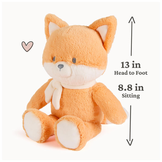 GUND Piper fox plush with cream bow, safe for newborns and cuddle-ready.