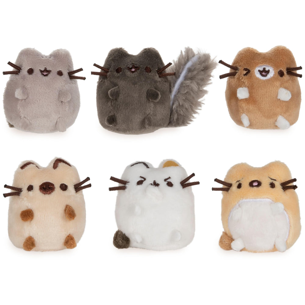 GUND Pusheen 2-inch plush kitties front view, cute expressions and gift-ready appeal.