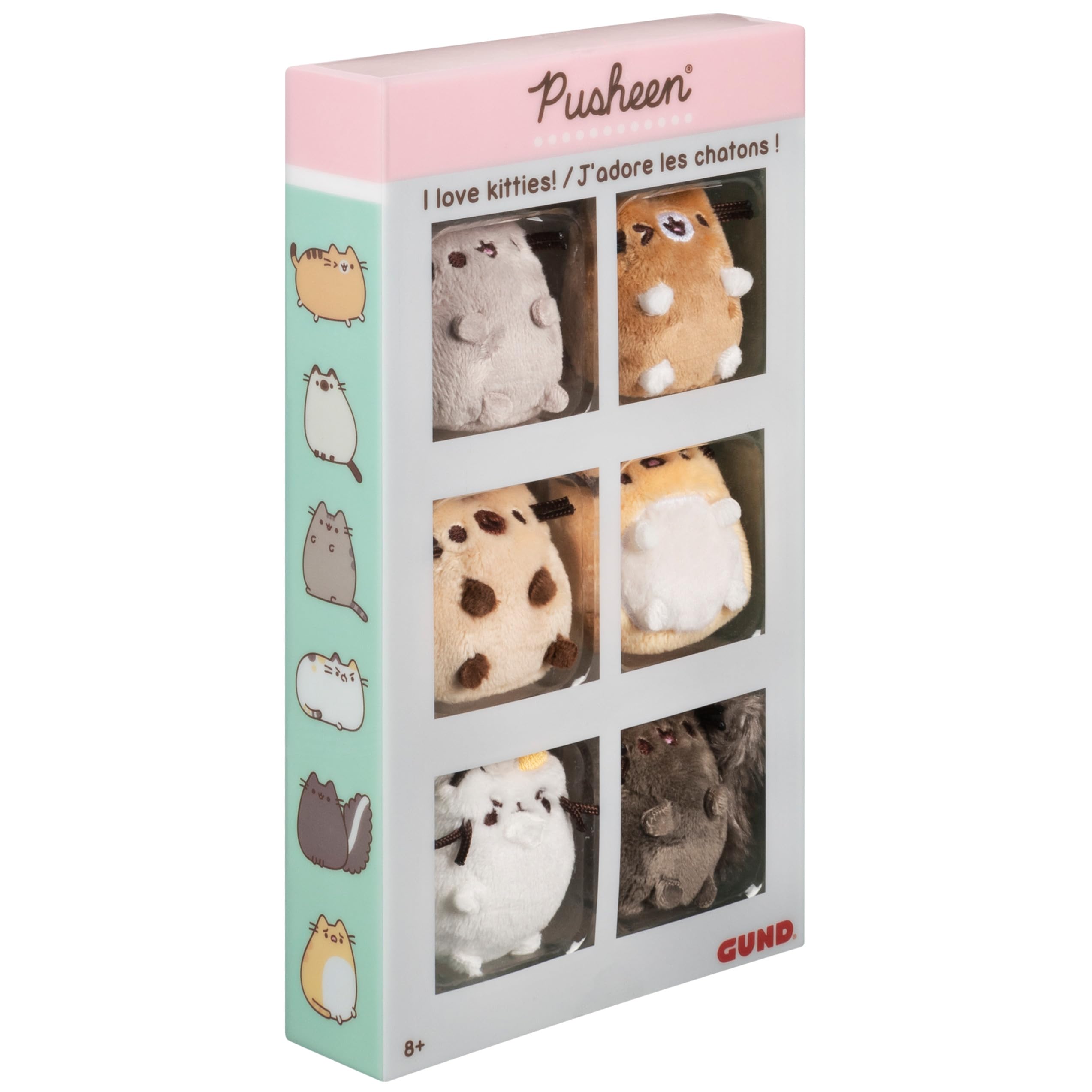GUND Pusheen collection display shelf shot, great for collectors.