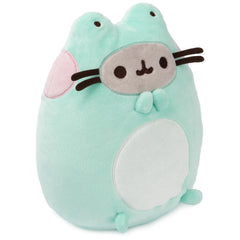 Pink embroidered cheeks on the GUND Pusheen frog plush add friendly charm.