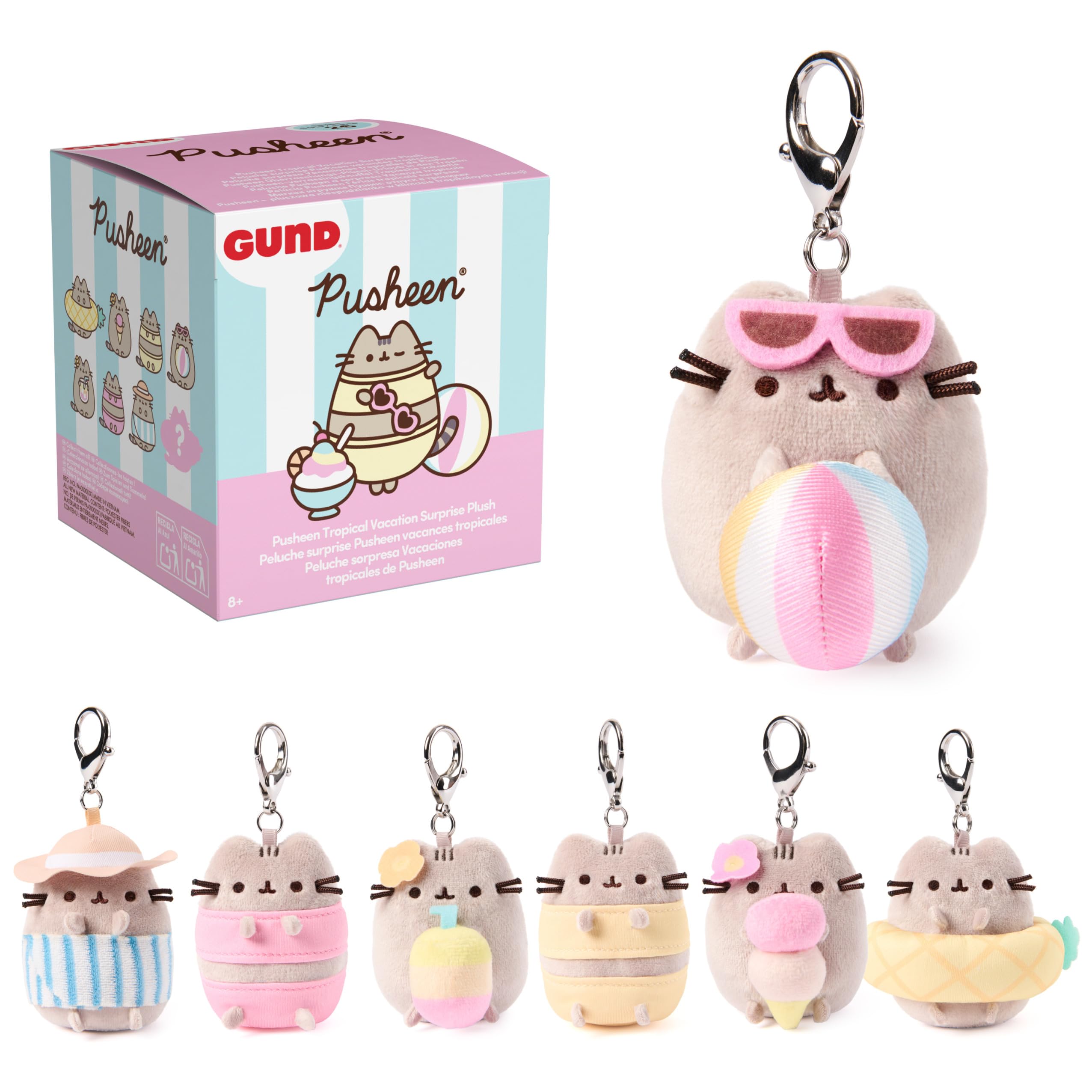 GUND Pusheen front packaging showing sealed blind box, adds excitement