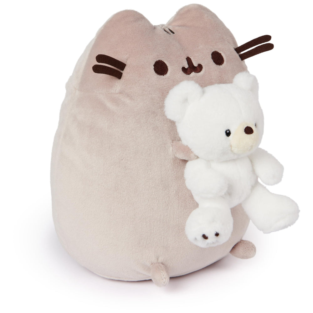 GUND Pusheen gray plush with Kai bear detail adds whimsical room charm.