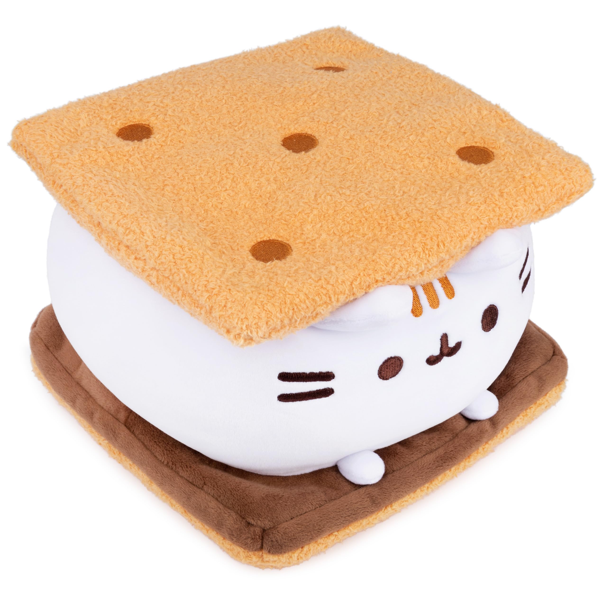 GUND Pusheen S’mores Squisheen plush between graham crackers inviting desk decor