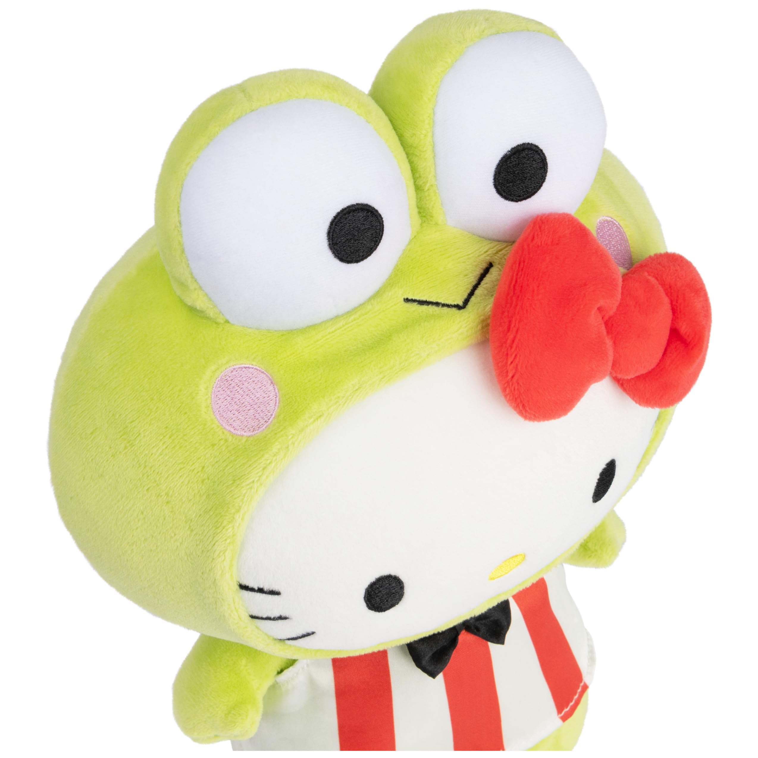 GUND Sanrio Hello Kitty Keroppi plush close-up eyes, great for display and gifting.