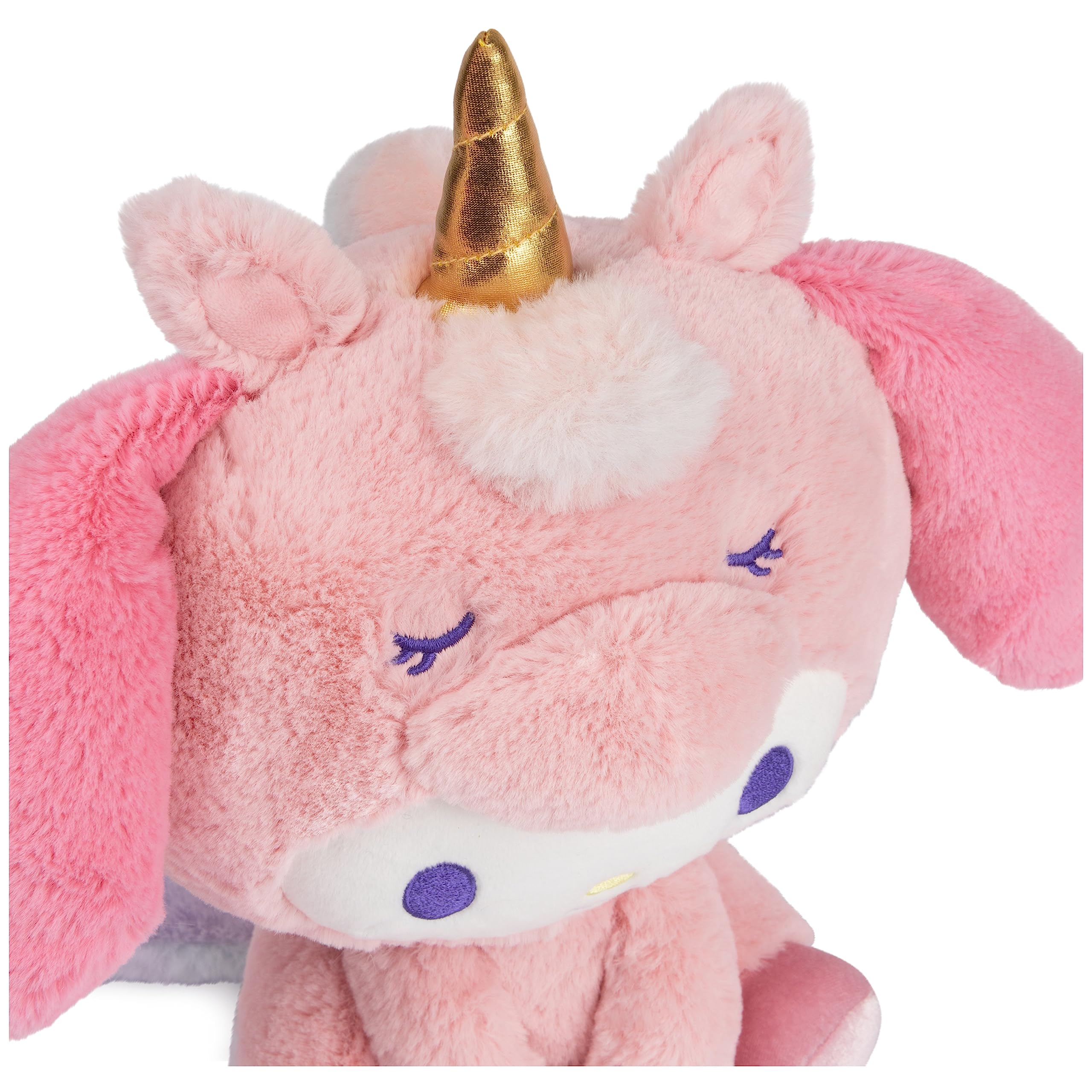 GUND Sanrio My Melody Unicorn Plush ears and bow showcase kawaii style.