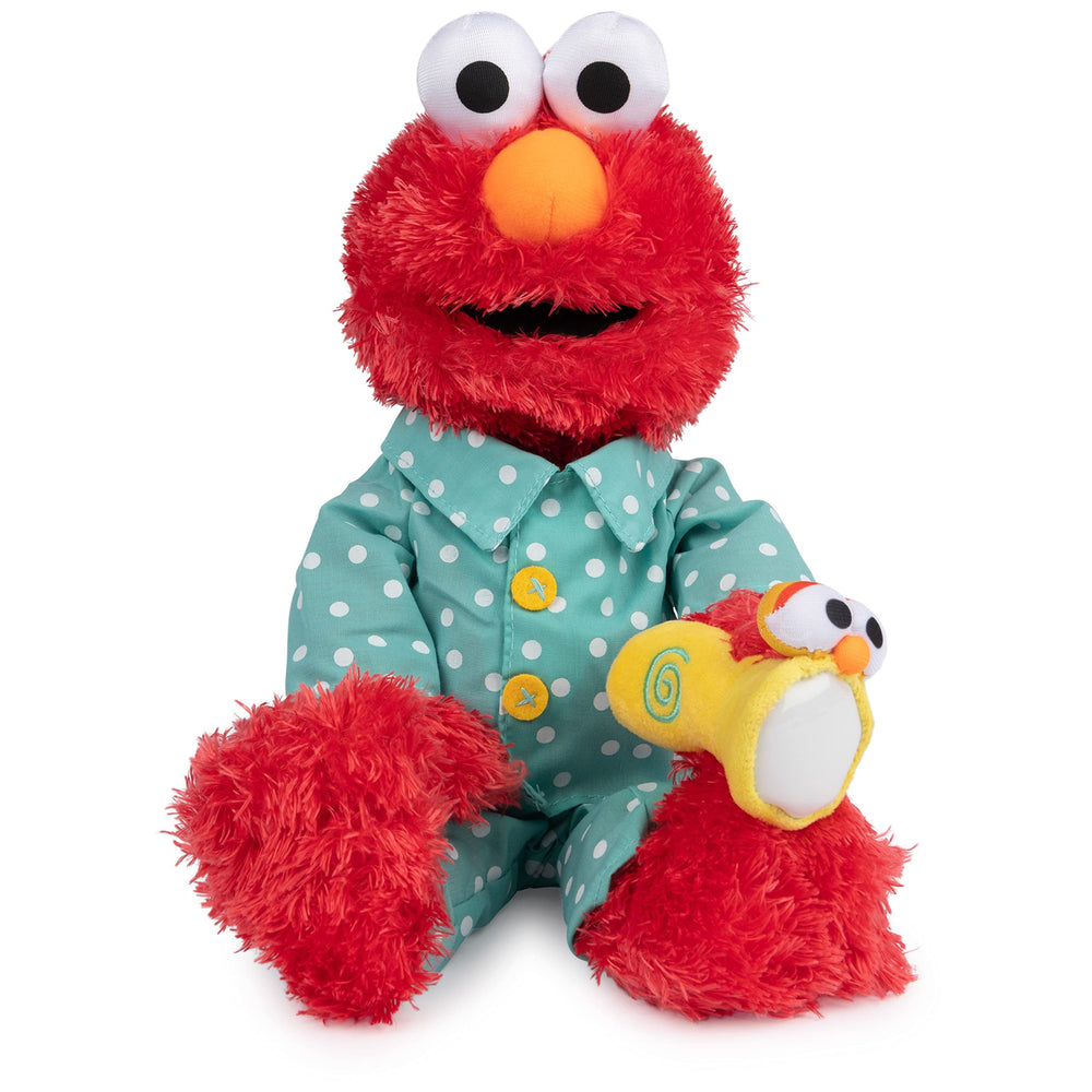 GUND Sesame Street Bedtime Elmo plush, 12-inch, glowing at night for comforting bedtime routines.