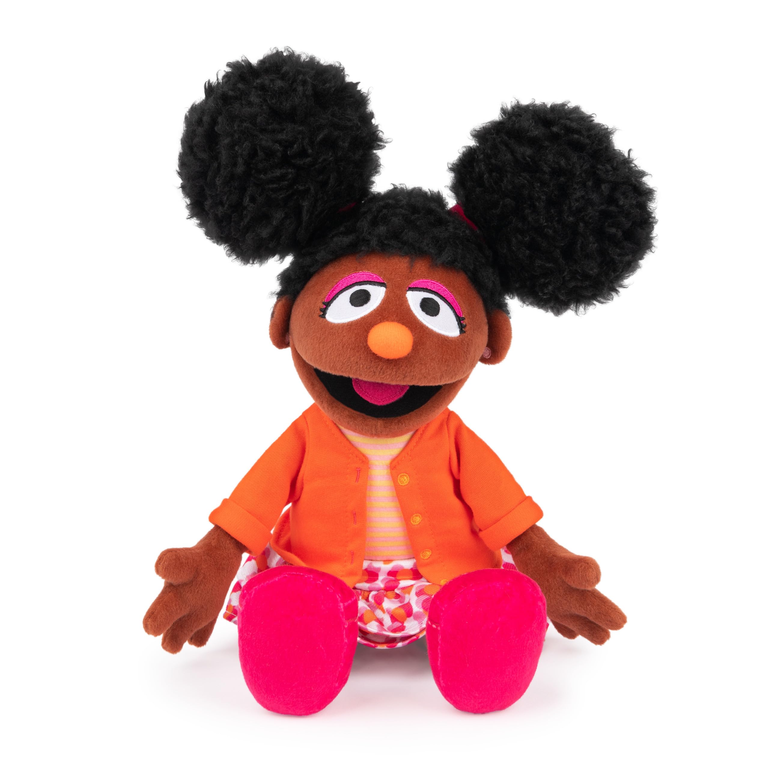 GUND Gabrielle plush 13-inch with Sesame Street branding for cozy cuddles.