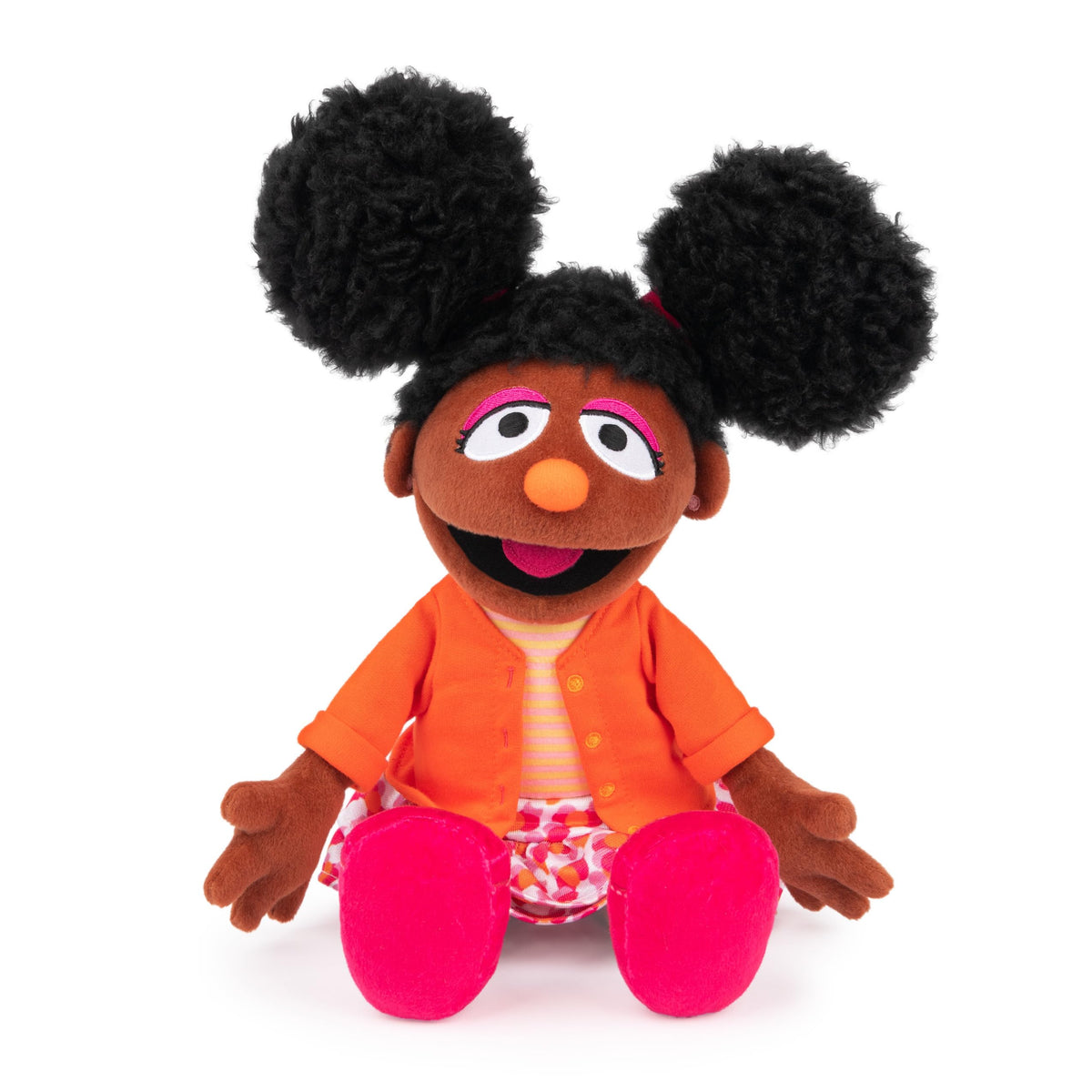 GUND Gabrielle plush 13-inch with Sesame Street branding for cozy cuddles.