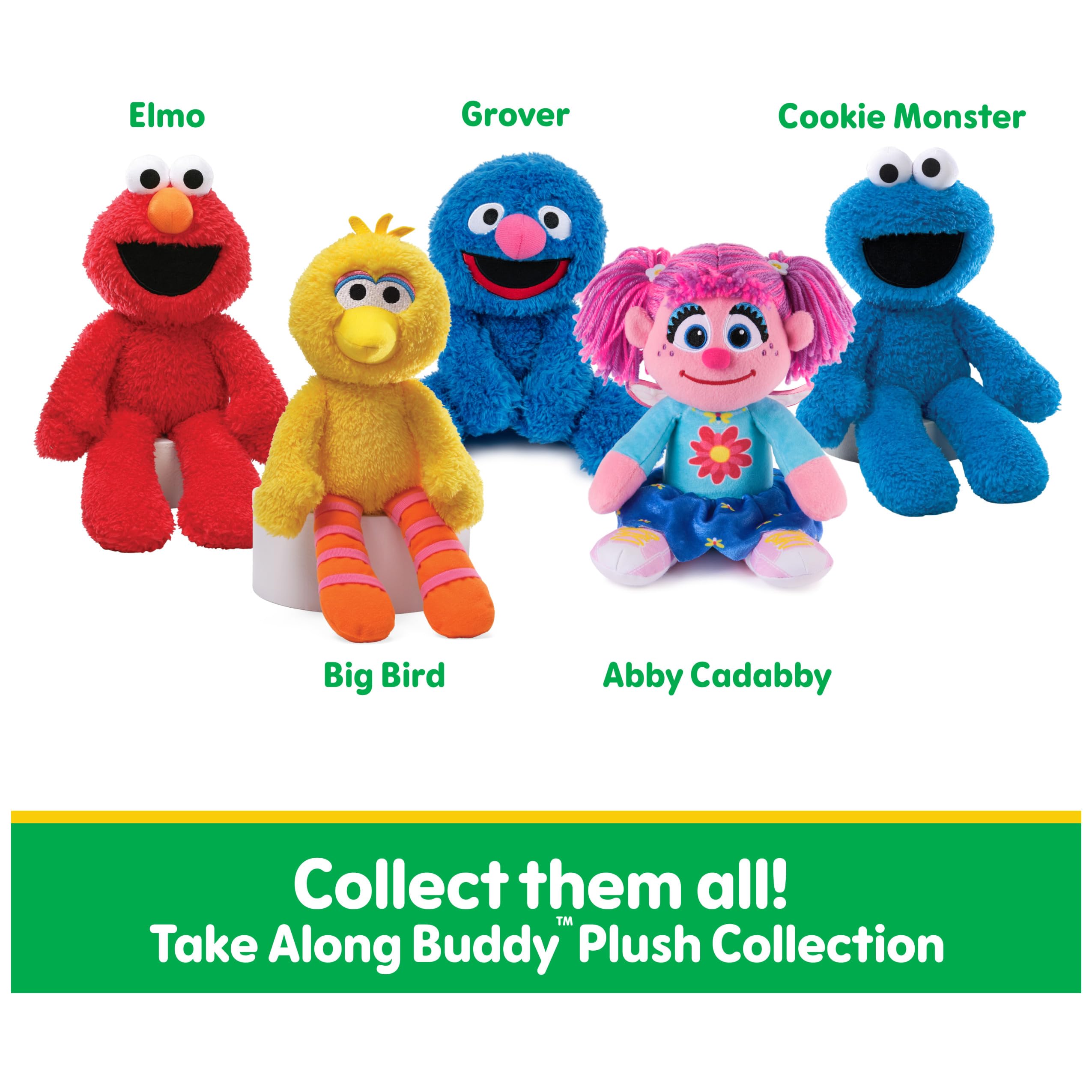 GUND Sesame Street Take Along Buddy plush, surface-washable for quick cleanup.