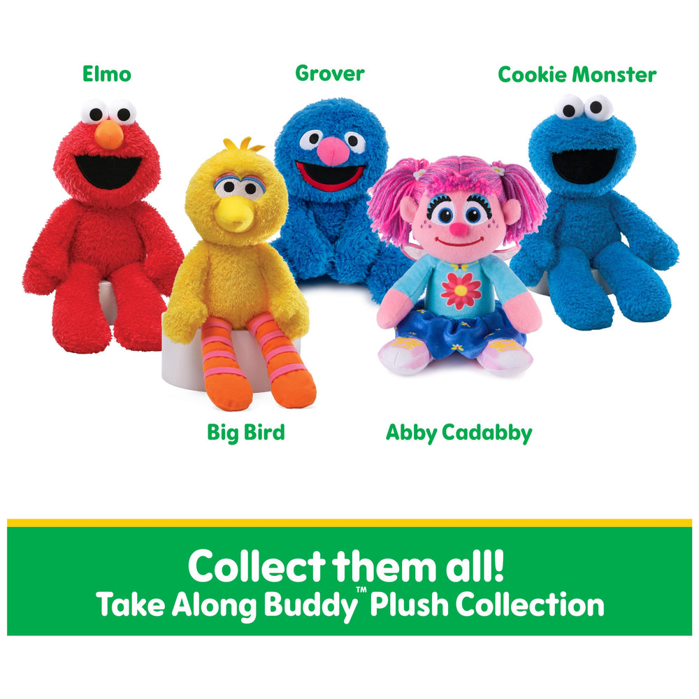 GUND Sesame Street Take Along Buddy plush, surface-washable for quick cleanup.