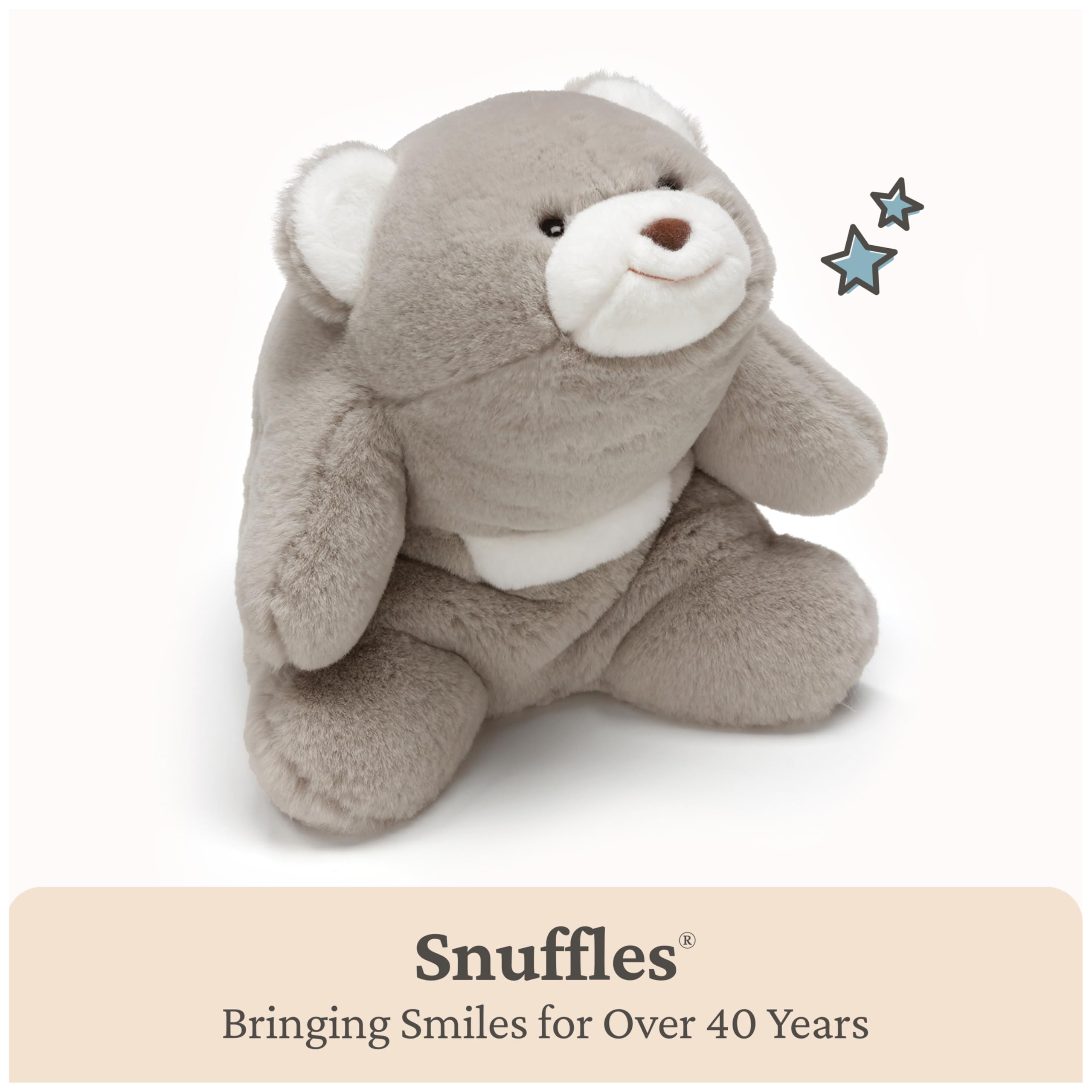 GUND Snuffles curved hug design invites eye contact during hugs.