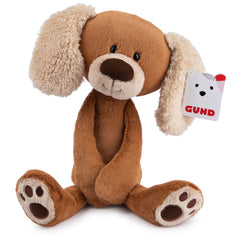 GUND Masi puppy plush in brown fur with cream ears for on-the-go cuddles.