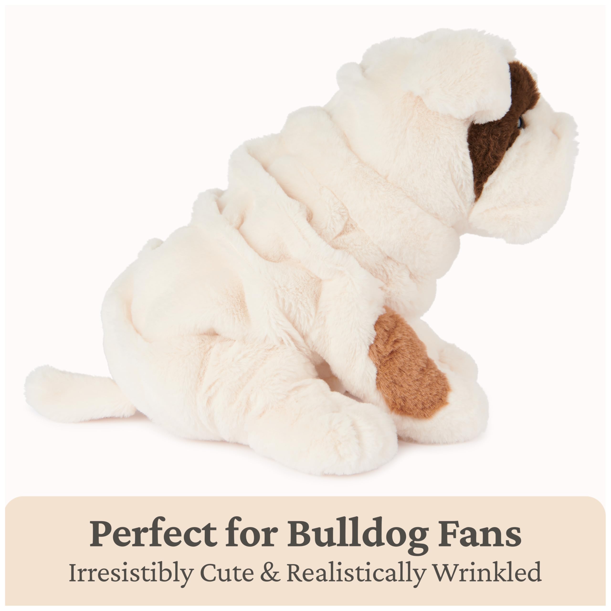 GUND Toast Bulldog plush with brown eyes and pout expression