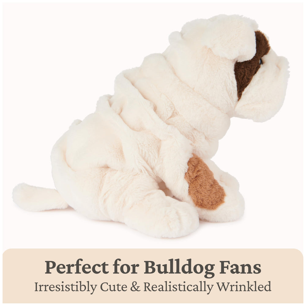 GUND Toast Bulldog plush with brown eyes and pout expression