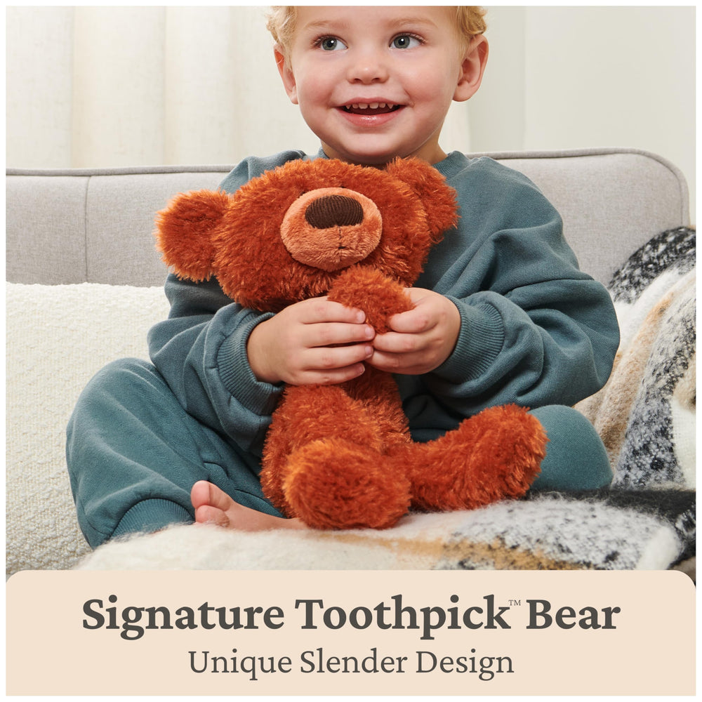 GUND Toothpick Pumpkin Pie bear side view, perfect travel companion for kids.