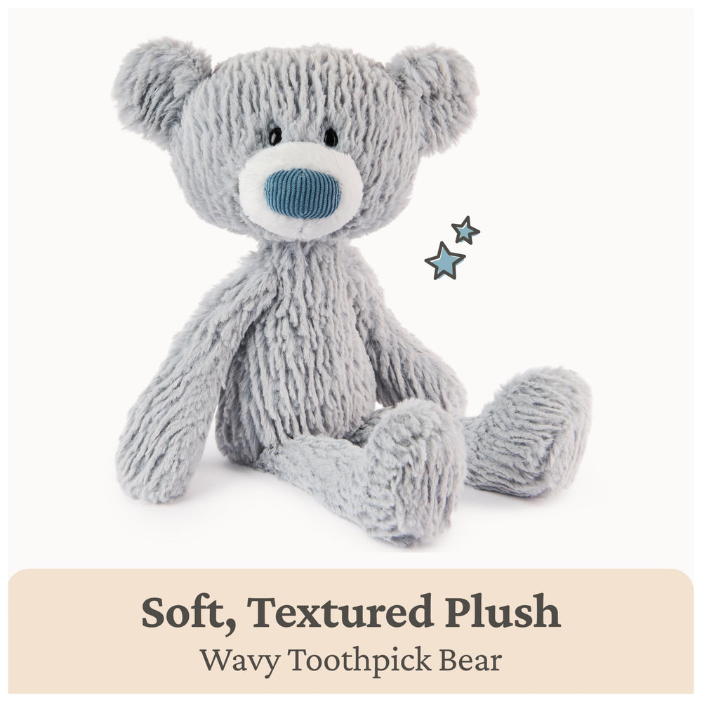 Soft textured blue-gray plush fur on GUND Wavy Bear