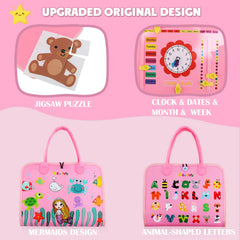Guolely Busy Board zipper and button panels promote dressing skills and dexterity.