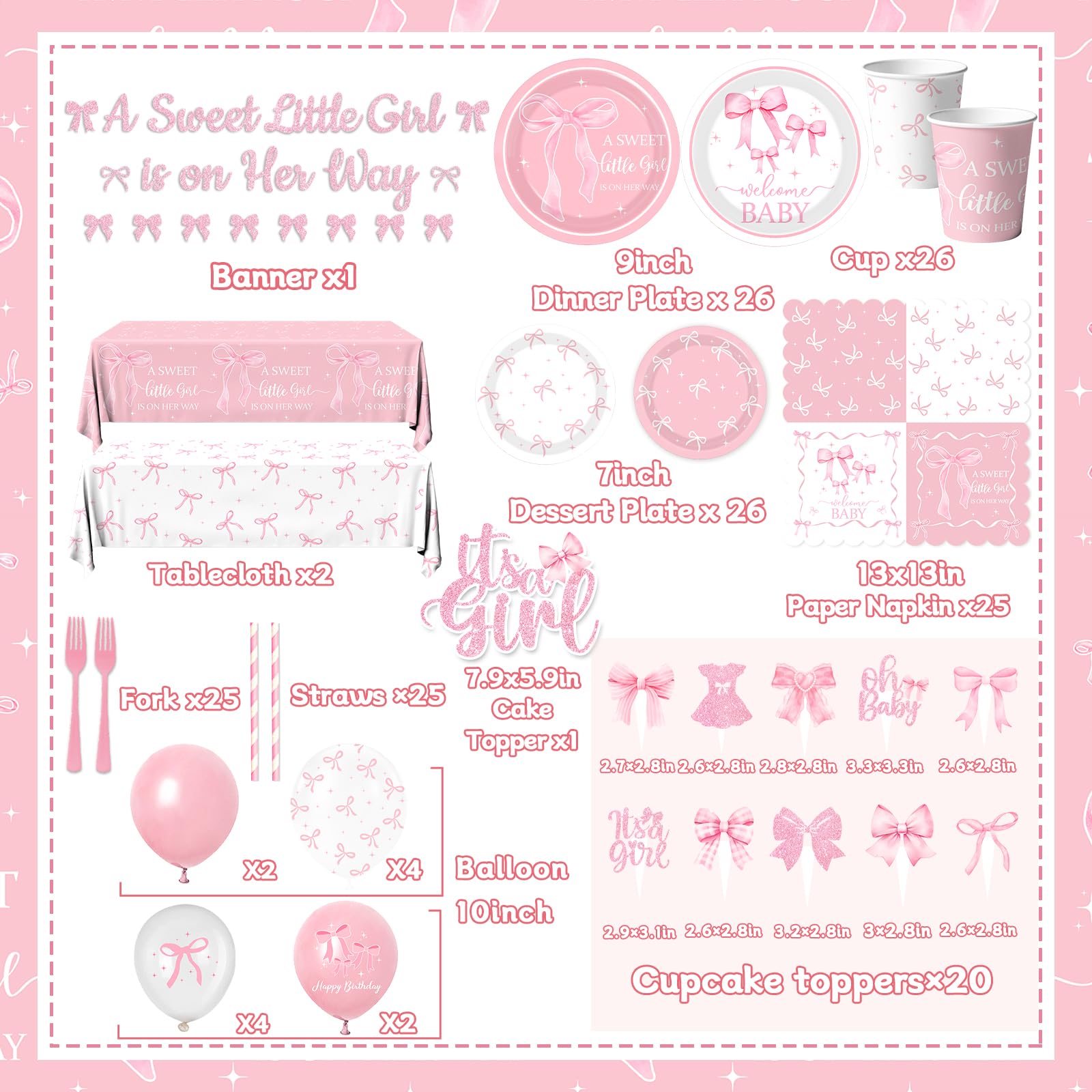 Gupesxu bow balloons and cake topper enhance party decor