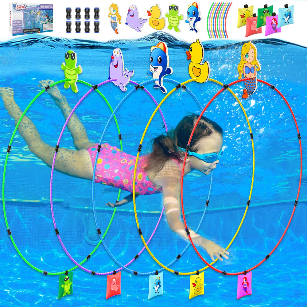 Gushu diving rings in red for kids' pool games and skill practice