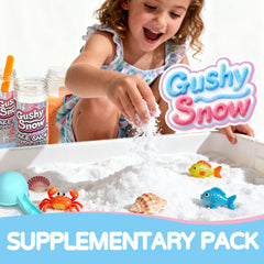 GushySnow moldable snow feel; squeeze to shape and crumble