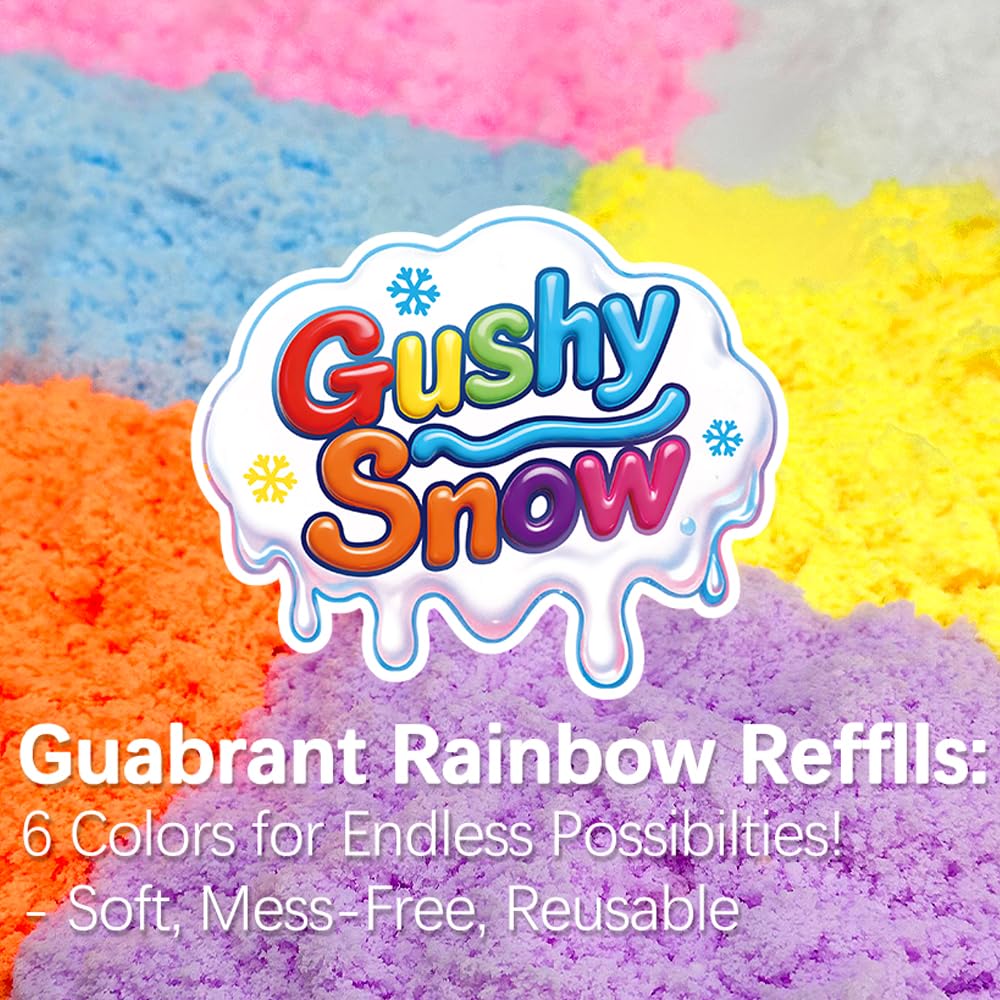 GushySnow snow-like texture close up showing moldable feel for creative scenes