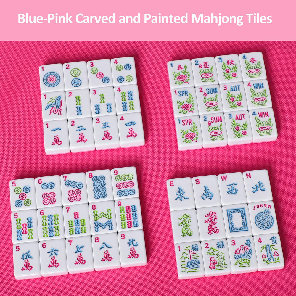GUSTARIA 166-tile set with dots, bams, cracks, winds, dragons in pink
