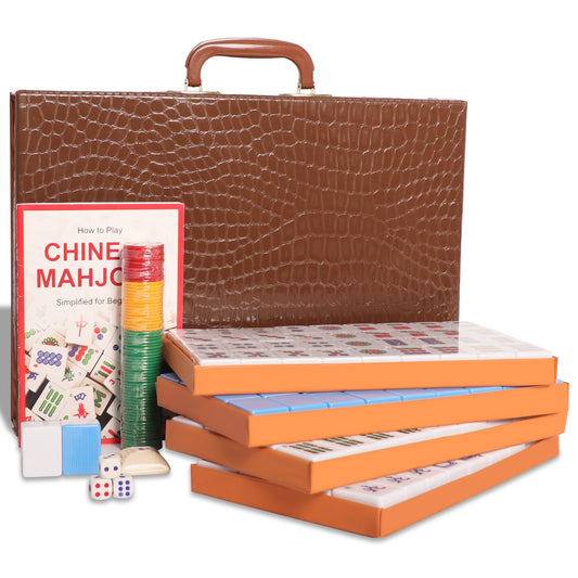 GUSTARIA Chinese Mahjong Set with blue-backed tiles for a stylish game night