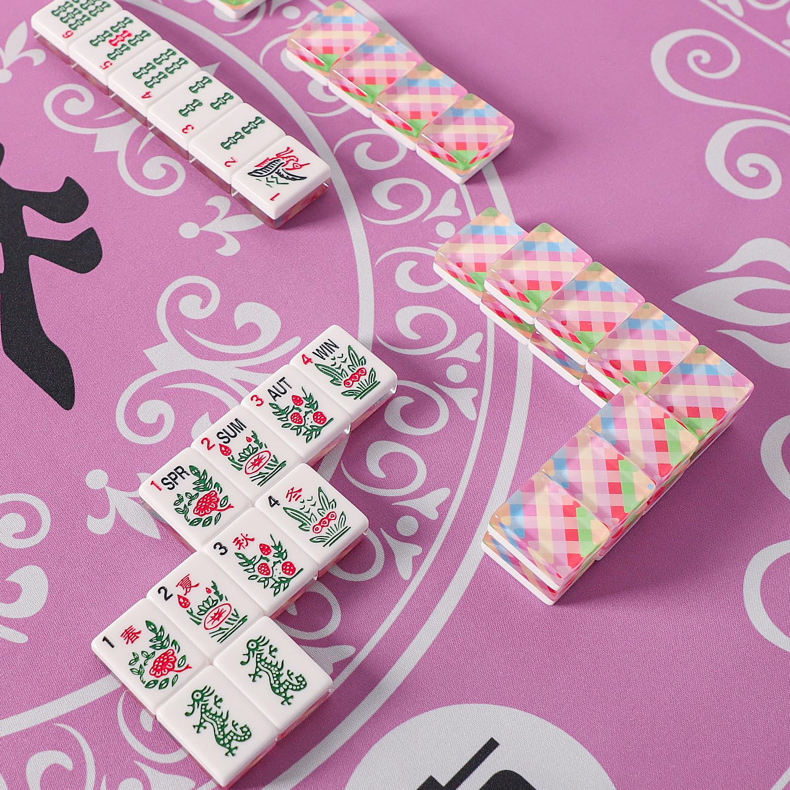 Colorful patterned tiles with clear numerals and characters for quick reads.