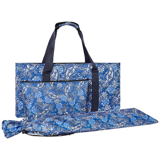 GUSTARIA Empty Mahjong Bag with blue print exterior for stylish transport of a complete set.