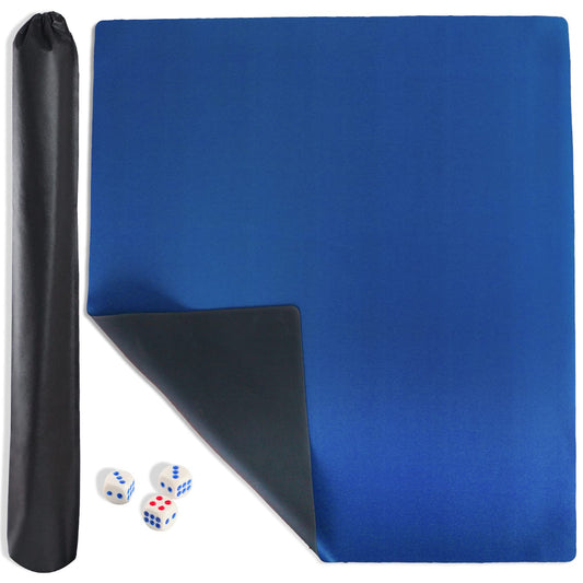GUSTARIA Mahjong mat blue 35-inch on table for smooth gameplay.