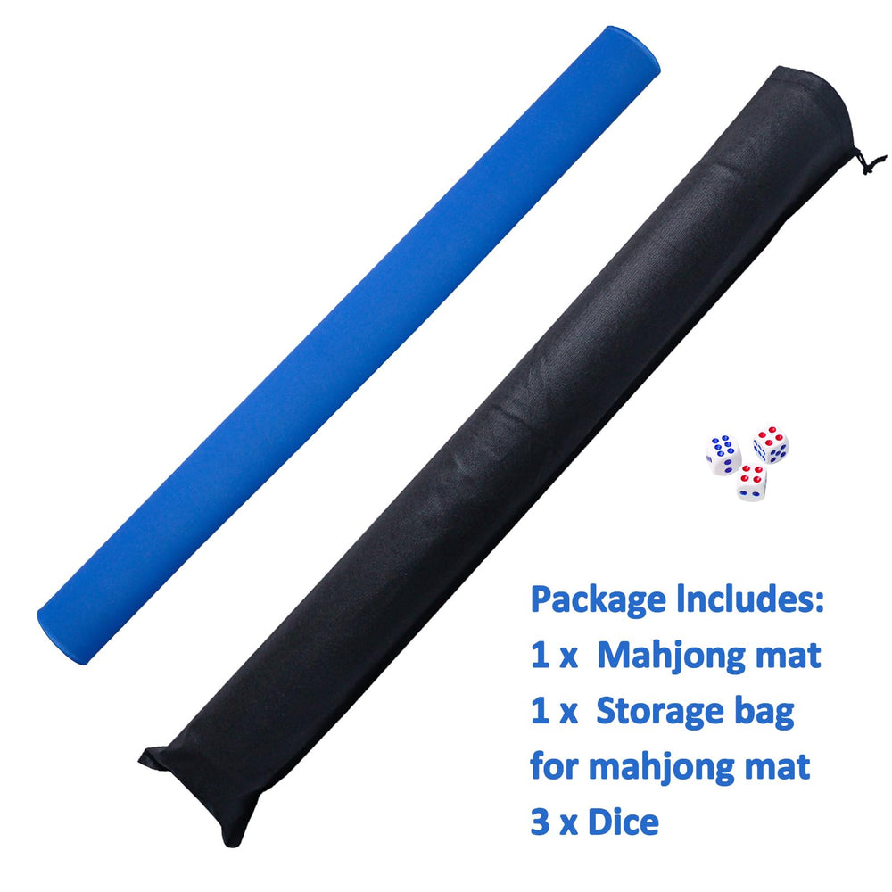 GUSTARIA mahjong mat blue non-slip backing reduces table movement.