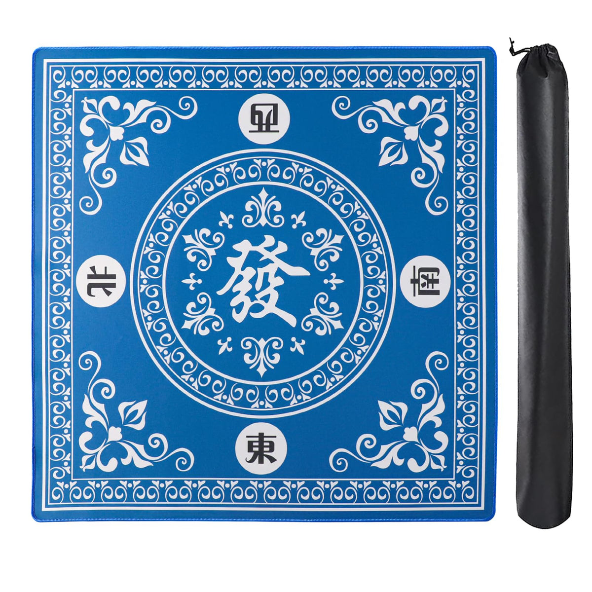 GUSTARIA Mahjong Mat blue top view for steady, slip-free gameplay.