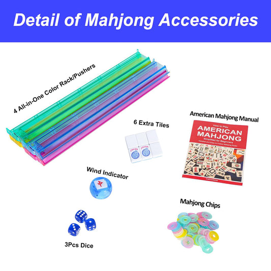 GUSTARIA mahjong racks and pushers in four colors simplify setup and organization.