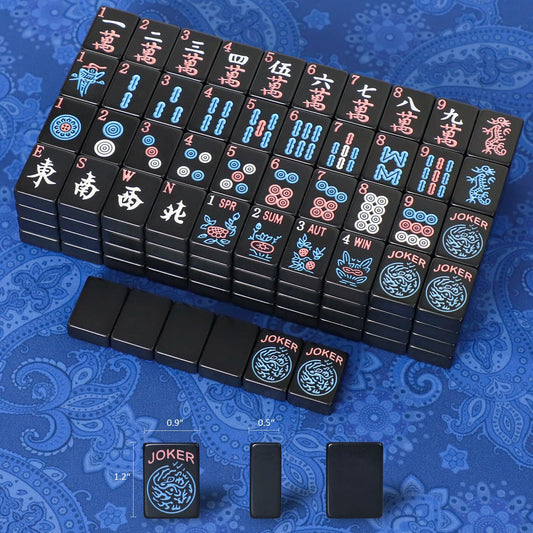 Close-up of GUSTARIA Mahjong tiles with engraved letters for clear reading