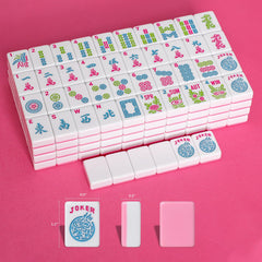 GUSTARIA Mahjong tiles with engraved letters and numerals in pink for quick recognition