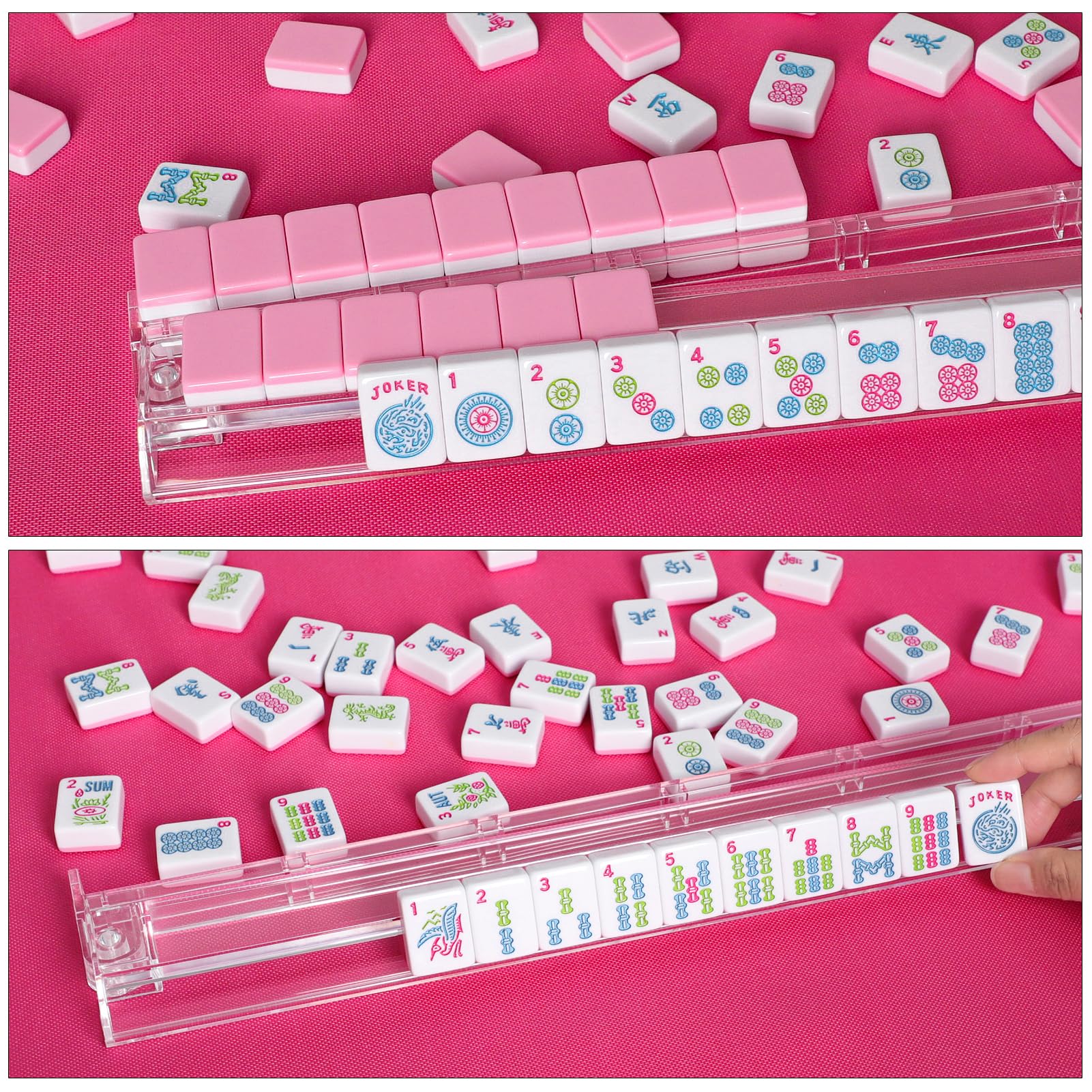 GUSTARIA scratch-resistant Mahjong tiles made of melamine in pink finish