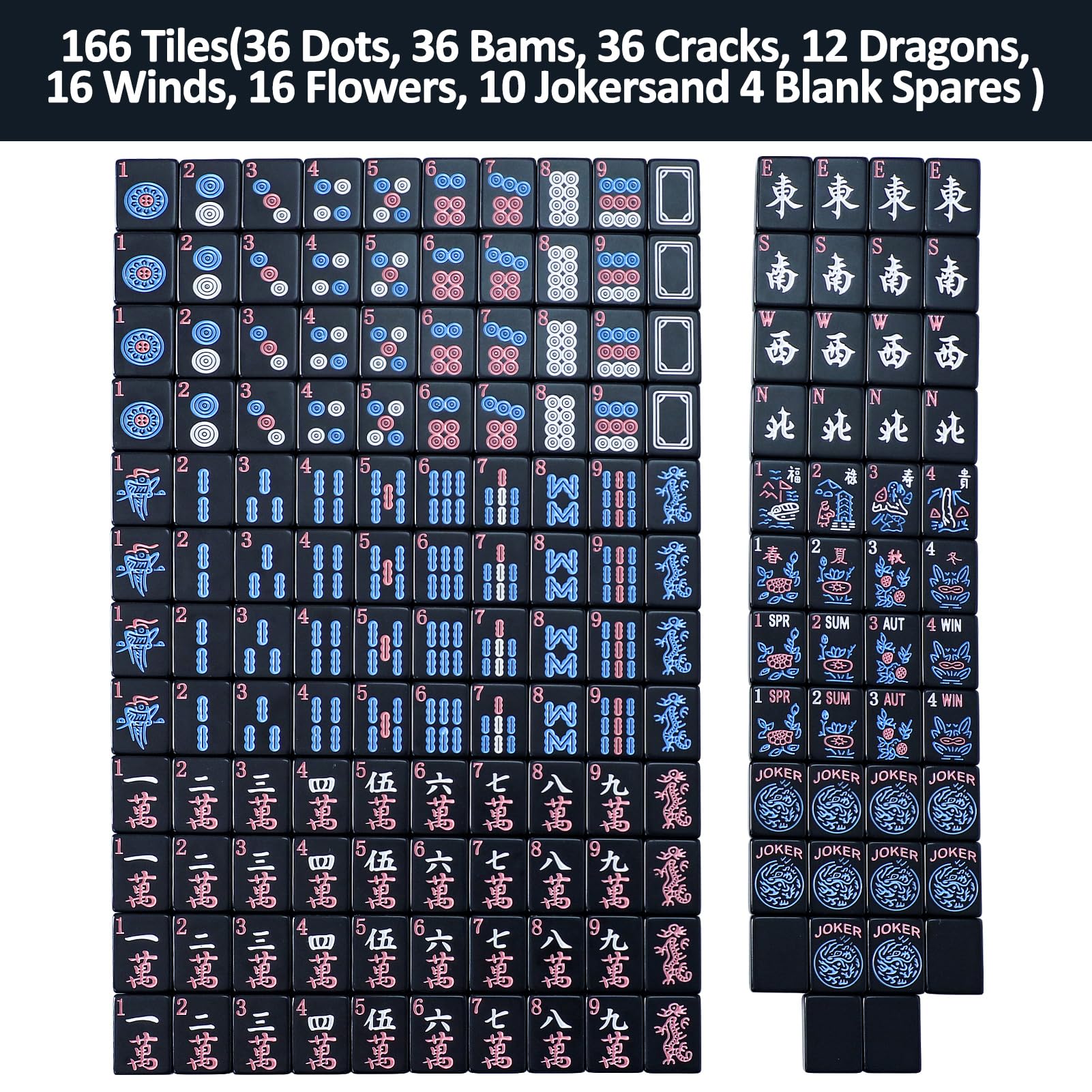Space-saving GUSTARIA Mahjong tiles in standard size for smaller tables