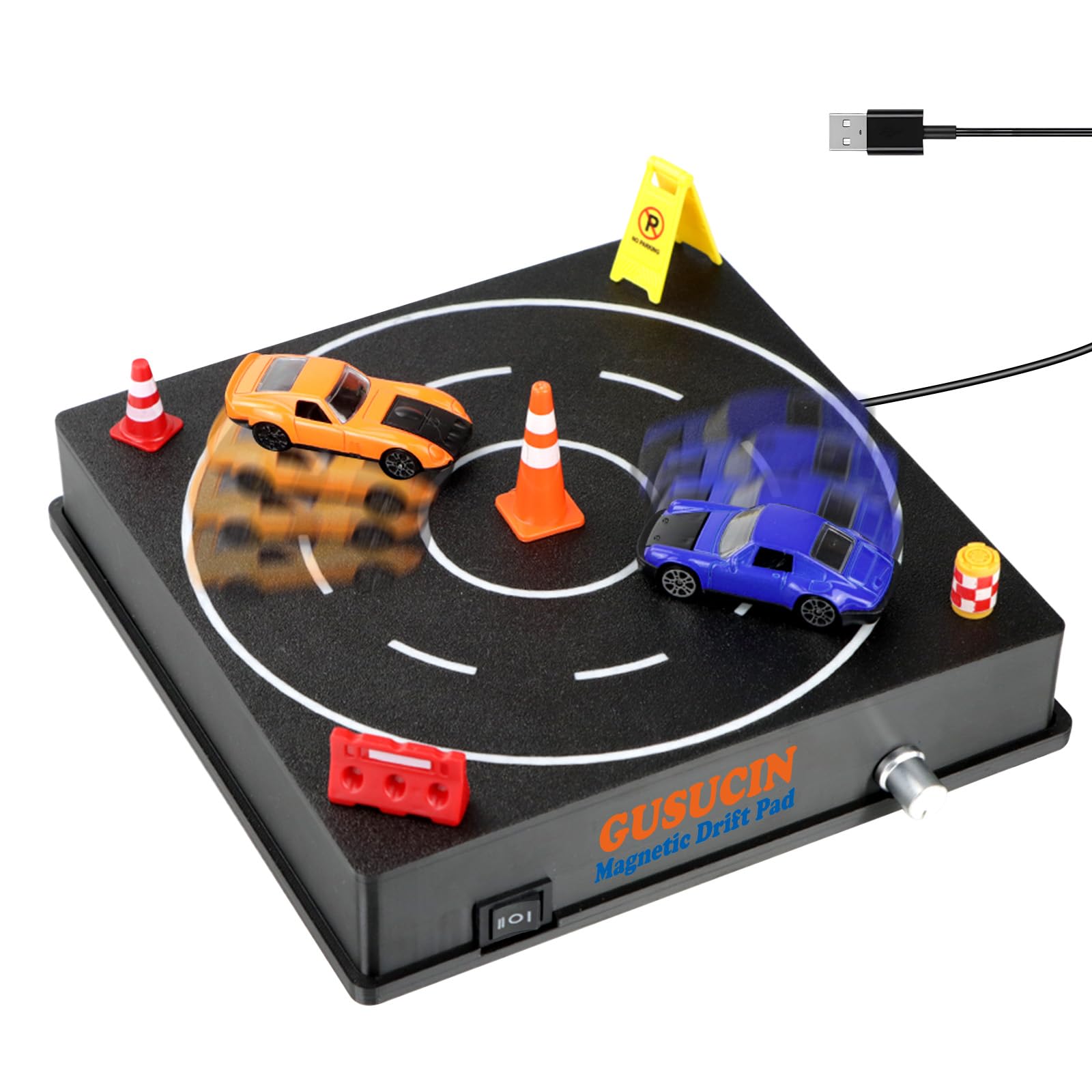 GUSUCIN magnetic drift pad on track with 1:64 cars for smooth drifting.