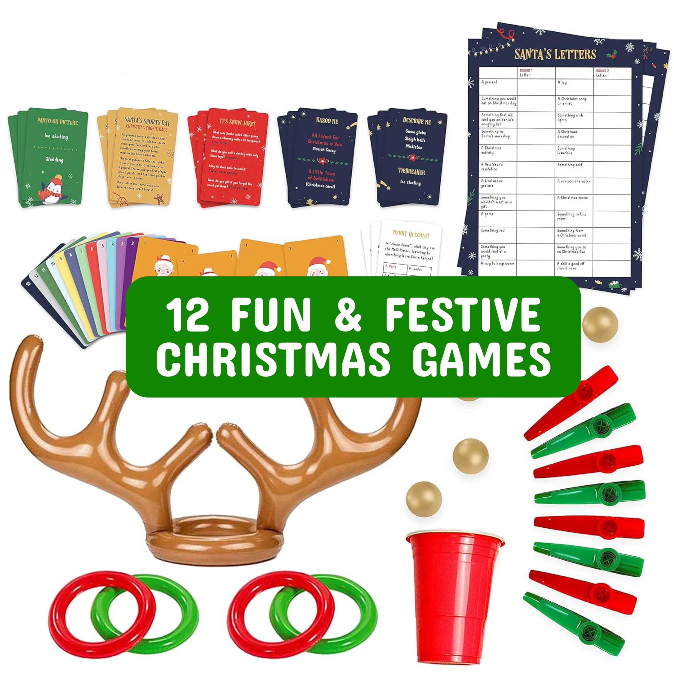 Gutter Games 12 Games of Christmas – Family Game Night Pack for All Ages | Hilarious Holiday Party Games