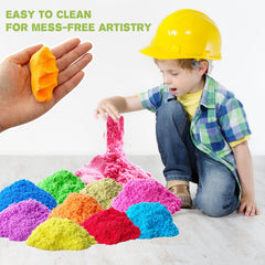 Guuozzli Play Sand easy cleanup sticks to itself for mess-free play.