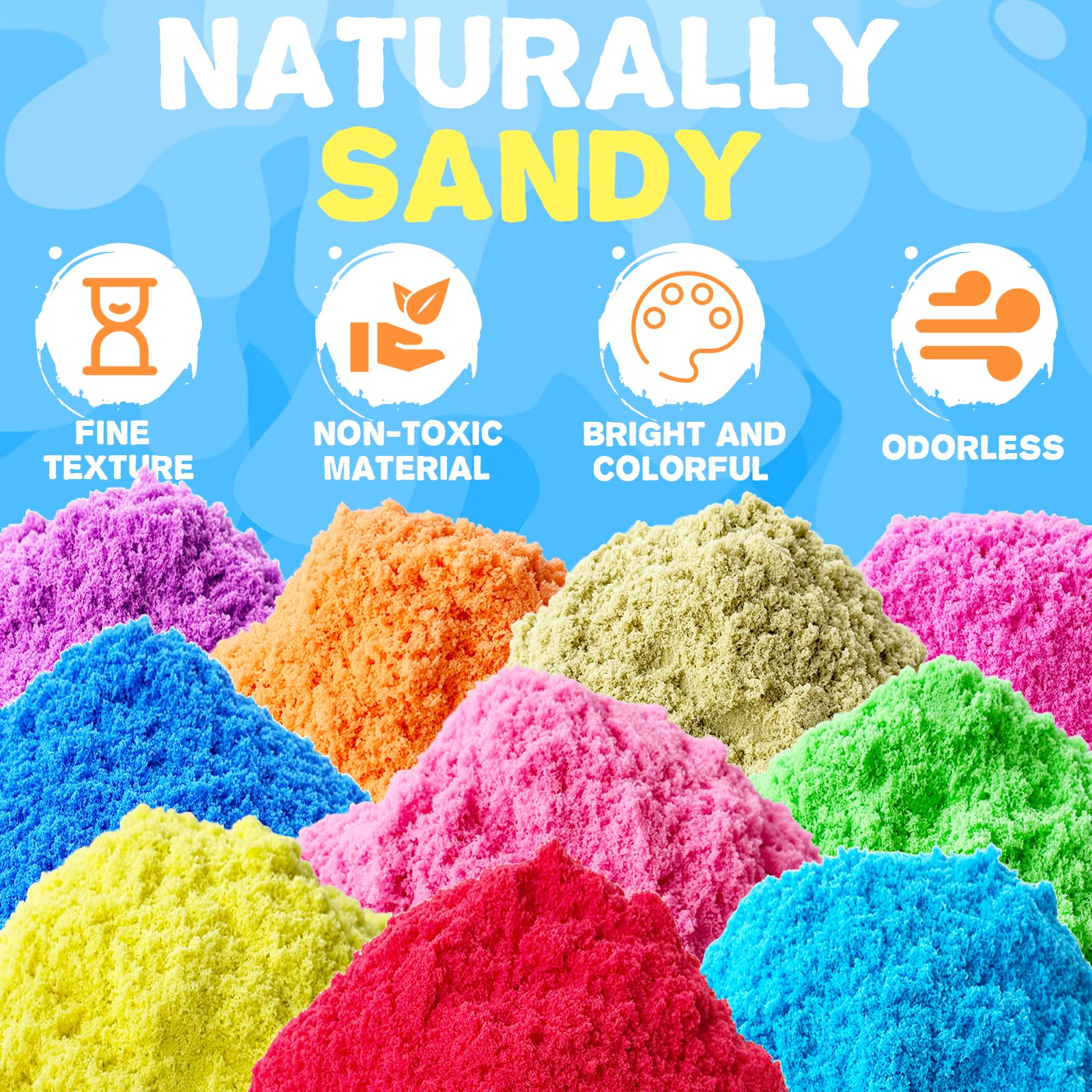 Guuozzli Play Sand vibrant colors closeup showing bright hues for arts.