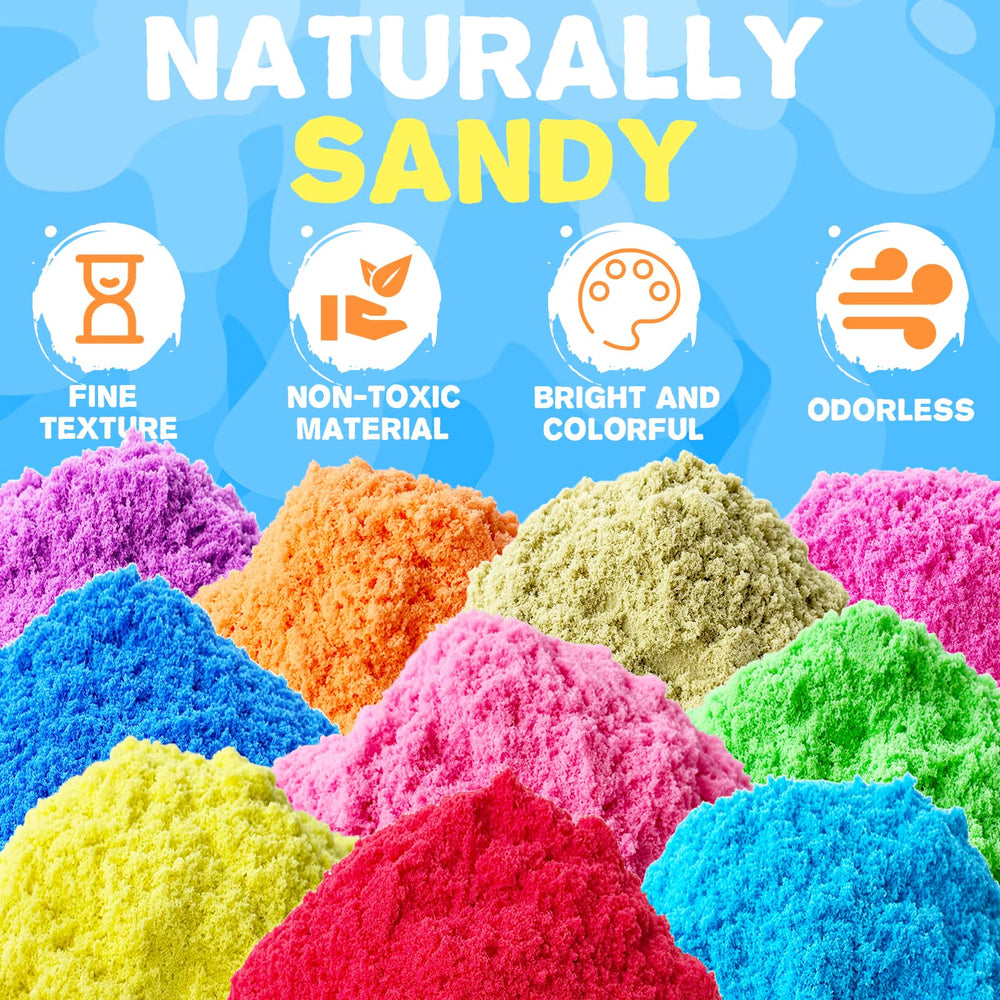 Guuozzli Play Sand vibrant colors closeup showing bright hues for arts.