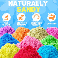 Guuozzli Play Sand vibrant colors closeup showing bright hues for arts.