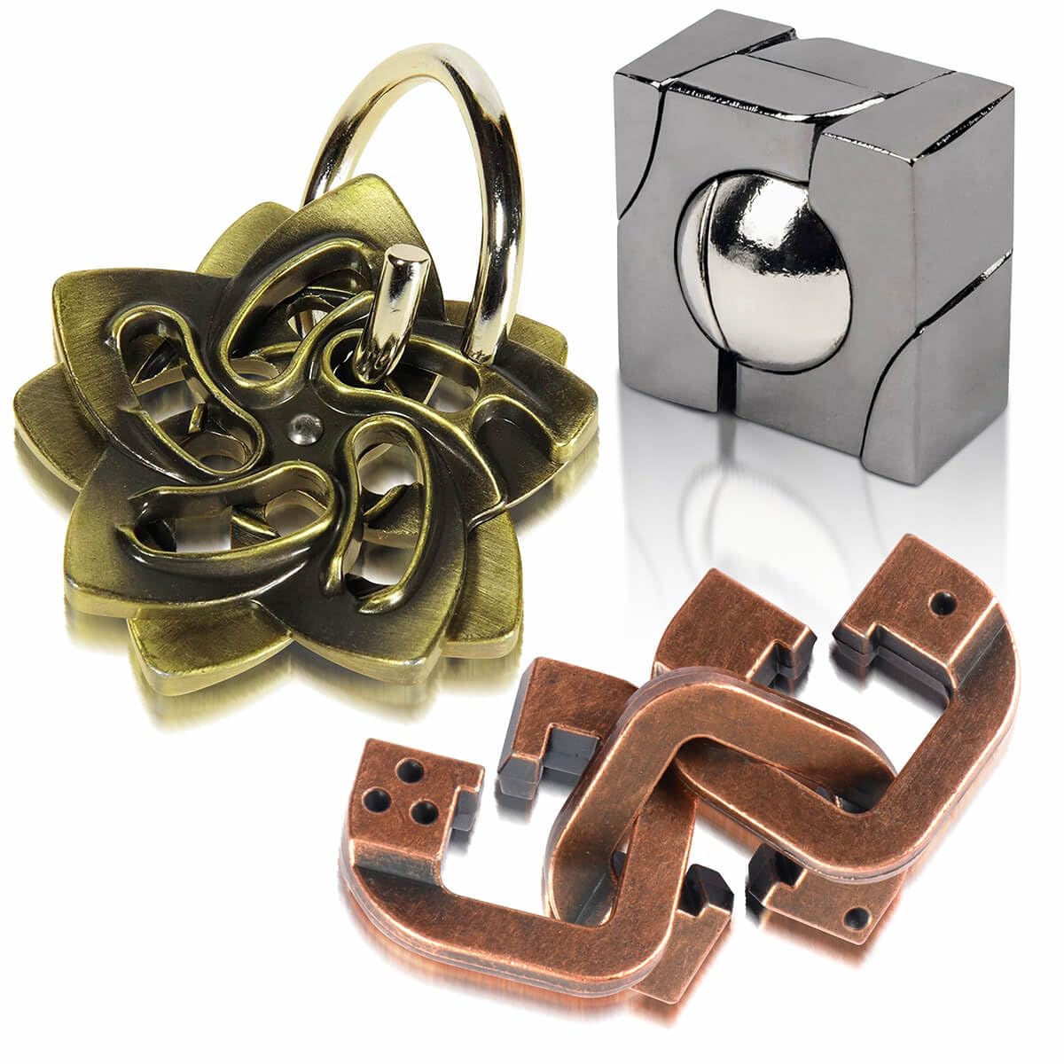 GVKES brain teaser puzzle 3-piece pack close-up for focused, screen-free entertainment.