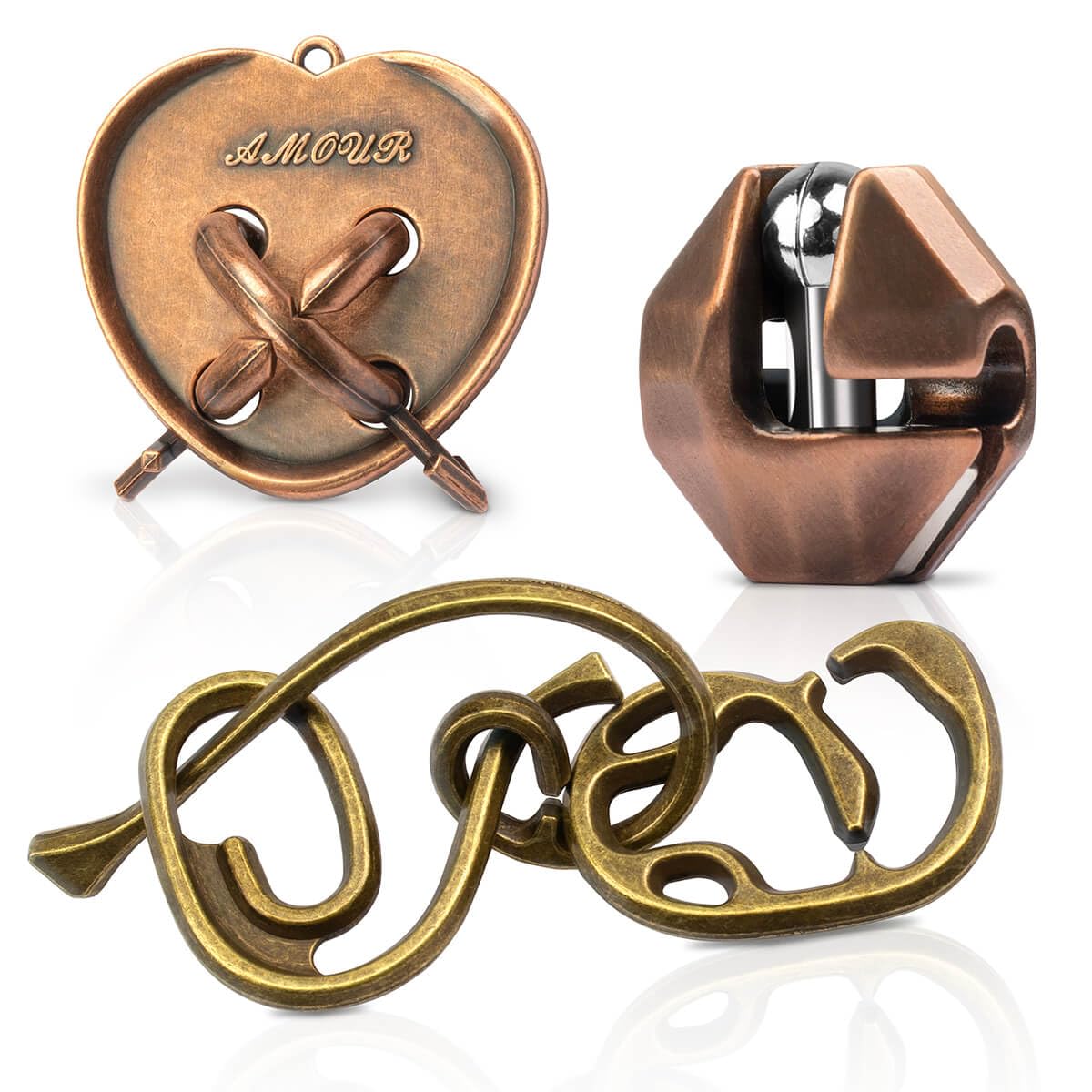 GVKES brain teaser metal puzzle assembly close-up for focus and problem solving