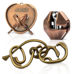 GVKES brain teaser metal puzzle assembly close-up for focus and problem solving