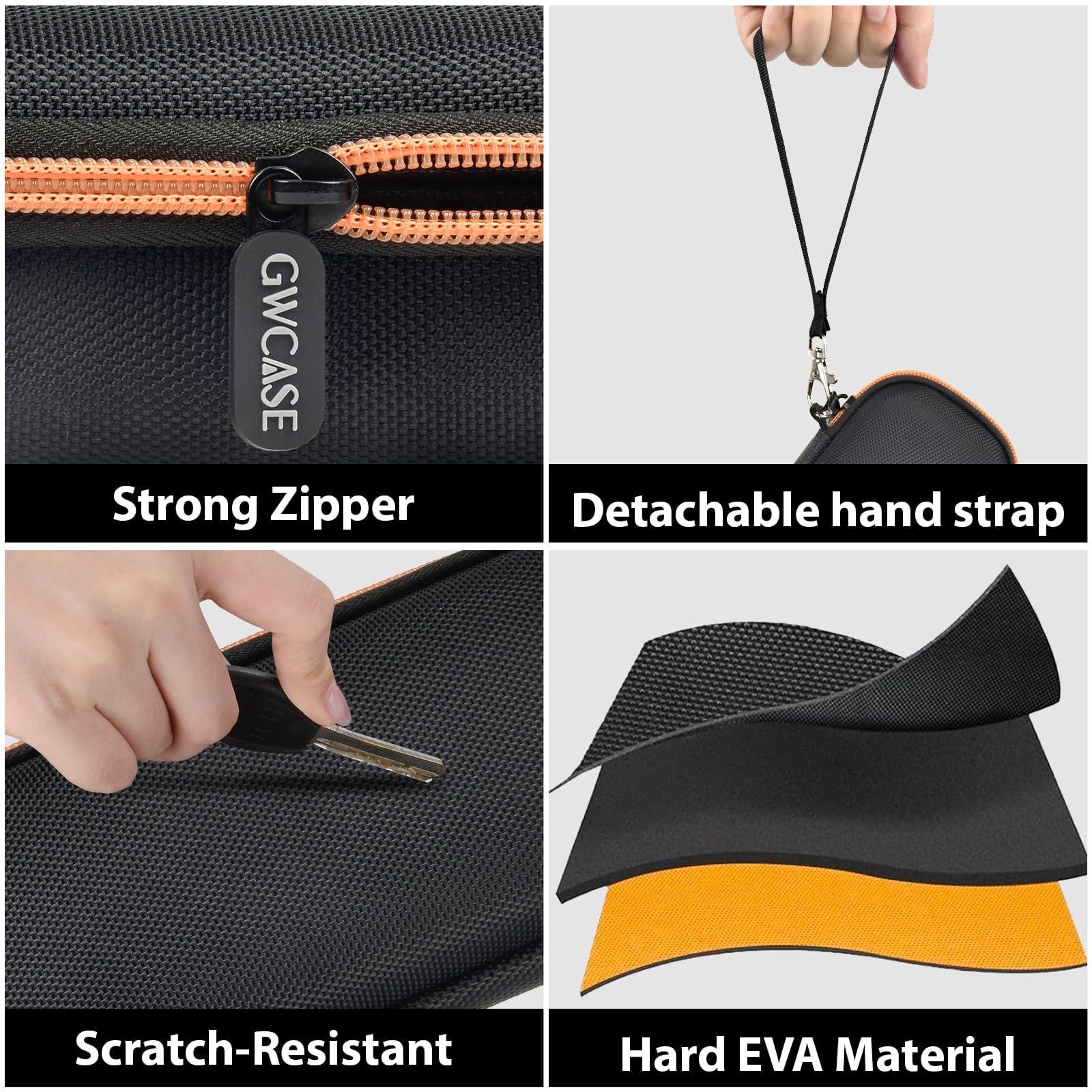 GWCASE detachable hand strap for convenient one-handed transport