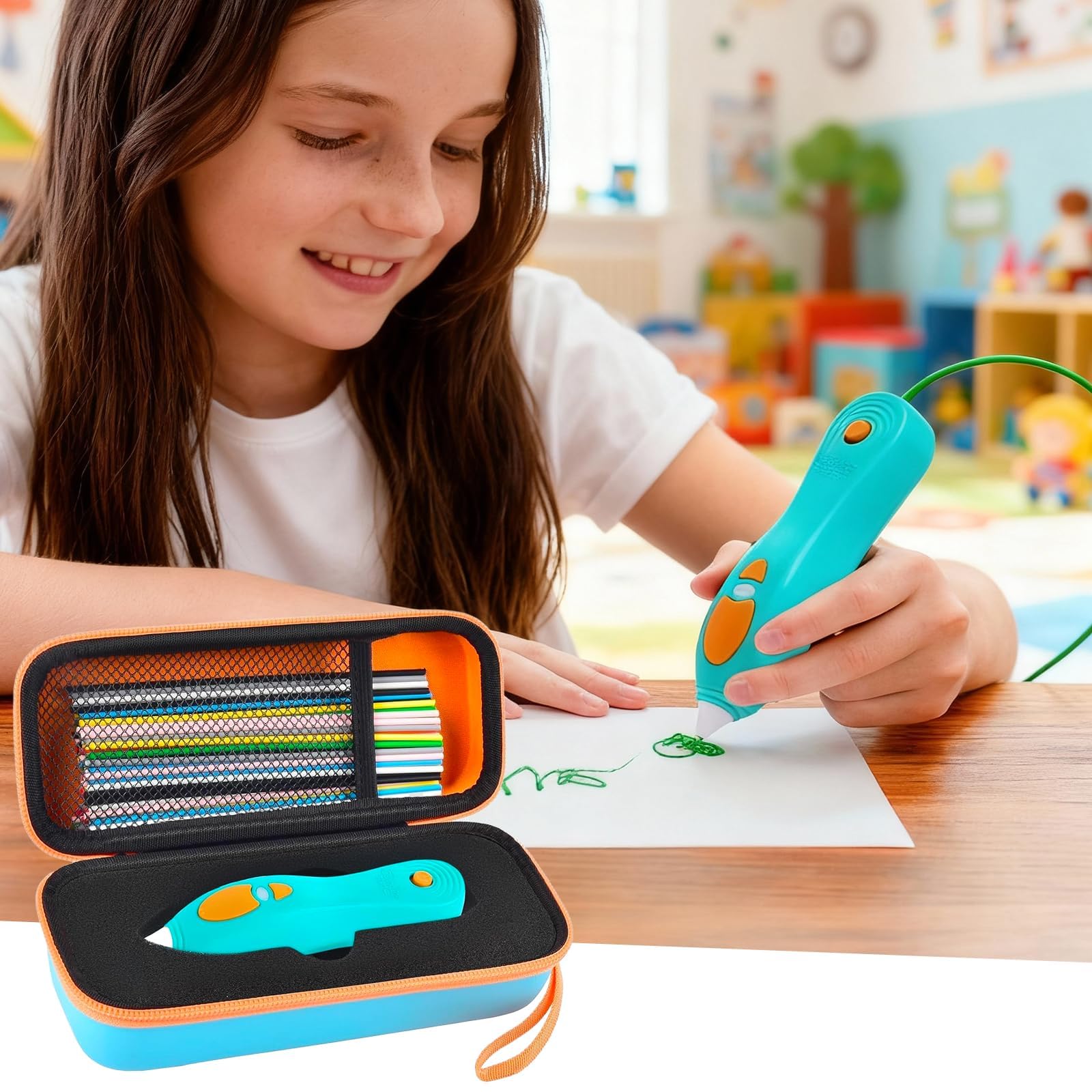 GWCASE green exterior with orange zipper for easy visibility and access.